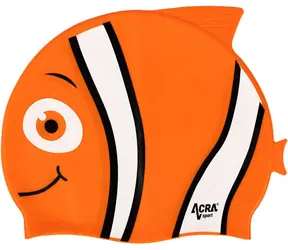 Czepek pływacki dziecięcy ACRA Nemo pomarańczowy / silikonowy