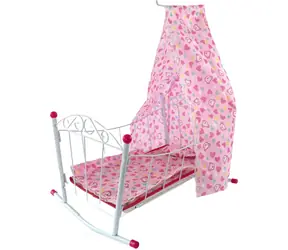 MAC TOYS Łóżko dla lalek z baldachimem / Dla lalek do 38 cm / metal, plastik, materiał / od 3 lat