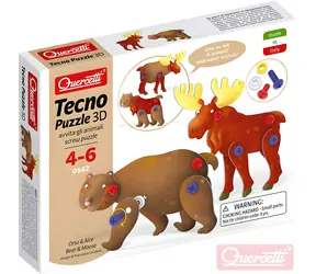 Zestaw konstrukcyjny QUERCETTI Tecno Bear i Moose / układanka 3D / 26 elementów / od 4 lat