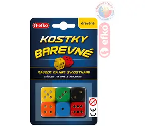 EFKO Drewniane kostki do gry, kolorowe, 6 szt. / 16 mm / od 3 lat