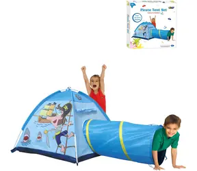 Namiot dziecięcy Pirat niebieski z tunelem / Namiot / 170 x 112 x 94 cm / poliester / od 3 lat