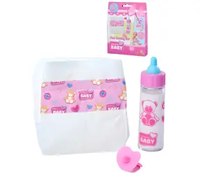 Akcesoria Simba dla lalki New Born Baby / Smoczek, butelka i pieluszka / dla lalek 38-43 cm / od 3 lat
