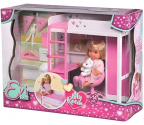 Simba Lalka Evi Love Evička Mój mały pokój / 12 cm / z łóżeczkiem, biurkiem i szafą / od 3 lat