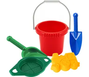 Zestaw do piasku LORI 216 / wiaderko, sito, łopatka, łopatka, foremka / plastik / 12m+