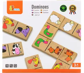 Domino drewniane VIGA Zwierzęta / Gra planszowa / 28 elementów / drewno / od 3 lat