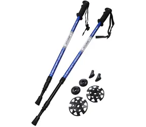 Kije trekkingowe KUBIsport 3-częściowe niebieskie / Kije trekkingowe / Zawieszenie ANTISHOCK / 65-135 cm / aluminium, grafit