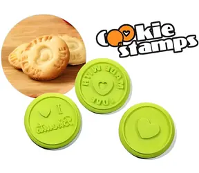 Stemple do ciastek VOGADGETS / Akcesoria kuchenne dla dzieci / 3 szt. / silikon, drewno / od 3 lat