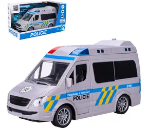 Furgonetka Czechy policji na kole zamachowym / Samochód / Na baterie / Światło i dźwięk / Otwierane drzwi