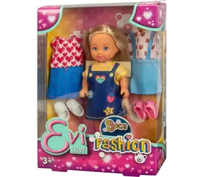 Simba Lalka Evička w sukience jeansowej / 12 cm / 2 dodatkowe stroje z trampkami