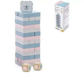 VIGA PolarB Drewniana gra balansowa Jenga Tower / 54 elementy / 2 kostki / od 3 lat
