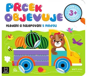 AKSJOMAT Książeczka z naklejkami Mały chłopiec pojawia się z misiem / 50 naklejek / 24 strony / od 3 lat