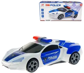 Samochód policyjny z funkcją zderzenia / Obrót 360° / Zasilany bateriami / Światło i dźwięk / 25 cm