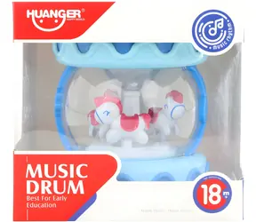 Orion Baby drum niebieski z konikami / Zabawka muzyczna dla niemowląt / światło i dźwięk