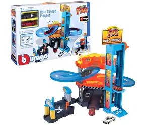 Bburago Garage Street Fire Downhill / 3 piętra / 2 metalowe wagony 1:43 / Winda mechaniczna / od 3 lat