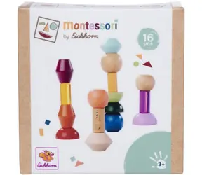 Zestaw klocków Montessori EICHHORN / 16 elementów / drewno FSC / od 3 lat