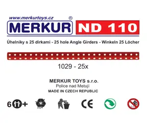 Merkur ND110 Kwadraty 25 otworów / Część zamienna do zestawu konstrukcyjnego / zestaw 25 szt. / metalowe / od 7 lat