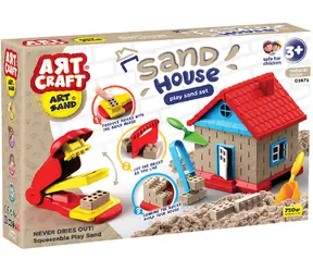 Bino Kinetic Sand House / Zestaw z narzędziami / 750 g / od 3 lat