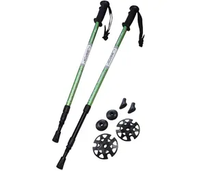 Kije trekkingowe KUBIsport 3-częściowe zielone / Kije trekkingowe / Zawieszenie ANTISHOCK / 65-135 cm / aluminium, grafit