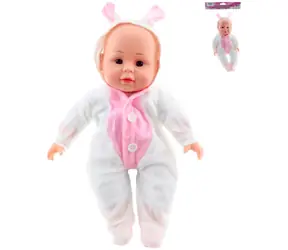 Orion Lalka bobas 30 cm różowo-biała / Zabawka dźwiękowa / na baterie / od 3 lat