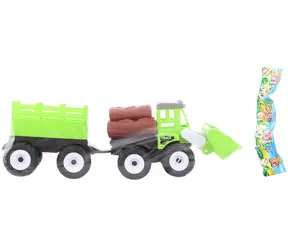 Orion Traktor z ładowaczem czołowym / Traktor / Plastik / Przyczepa i kłody drewna 2 szt. / 27 cm / od 3 lat