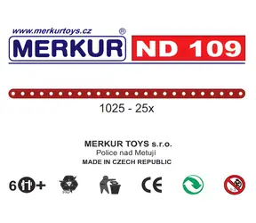 Taśmy Merkur ND109 25-otworowe / Zestaw uzupełniający do zestawu konstrukcyjnego / 25 szt. / metalowe