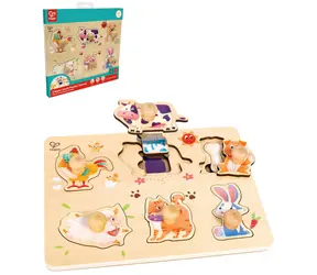 Puzzle Farma Hape / 12 elementów / z uchwytami / od 2 lat