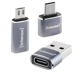 INTENSO Mix480 szary / zestaw adapterów USB / USB-C do USB-A, USB-A do USB-C, USB-C do microUSB / USB 2.0