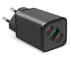 SBS NanoTube czarny / Adapter podróżny / GaN / 2x USB-C, USB-A / 65 W / PD