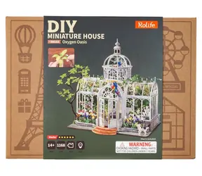 Robotime 3D drewniana układanka Miniaturowy domek Oaza zieleni / 1168 elementów / od 14 lat / wysoki poziom trudności