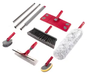 Lamart Clean LT8070 czerwony / Zestaw do czyszczenia / 7 szt. / Pręt ze stali nierdzewnej 120 cm / Plastik