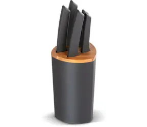 Lamart LT2150 czarno-brązowy / Zestaw noży / 5 szt. / Blok 23 x 14 cm