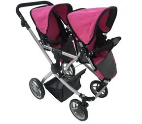 Wózek dla lalek Sparkys Twins różowo-czarny / Wózek dla lalek / od 3 lat
