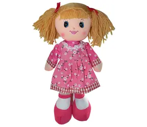SPARKYS Lalka szmaciana w ciemnoróżowej sukience / Materiał tekstylny / 30 cm / od 3 lat