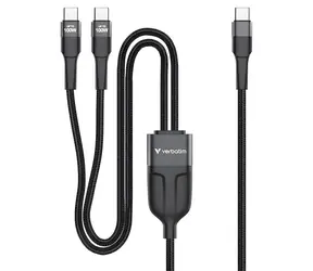 Kabel Verbatim Sync & Charge czarny / USB-C / USB-C do 2x USB-C / 100 W / 1,5 m / PD 3.0 i QC 3.0