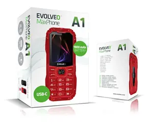 Evolveo MaxPhone A1 czerwony / Telefon z przyciskiem / 2,4" / Dual SIM / Bluetooth / USB-C