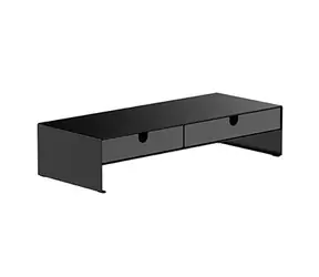 Powerton ERGO NIVEL czarny / Stojak pod monitor / 2 szuflady / nośność 20 kg / stal