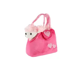 Pluszowy piesek TEDDIES w torebce różowy / Plusz / 19 cm / od 3 lat