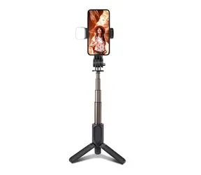 SBS Selfie Stick Pro czarny / Kijek do selfie / Lampa LED / Statyw