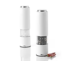 AdHoc TROPICA biały / Młynek do soli i pieprzu / elektryczny / mechanizm ceramiczny CeraCut® / zasilany bateriami / wysokość 21,5 cm