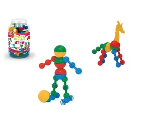 Zestaw klocków Wader Funny Block / 58 elementów / Plastik / Pudełko plastikowe / 3+