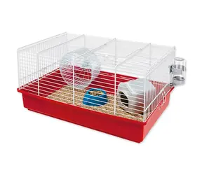 Ferplast Criceti 9 biało-różowa / Klatka dla chomika / 46 x 29,5 x 22,5 cm / domek, kołowrotek, poidło, miska