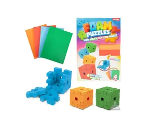 Zestaw piankowy TEDDIES, kostki 3D / Zestaw konstrukcyjny / Pianka / 4 arkusze / 3+
