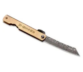 Higo Hoseki Damascus / Nóż kieszonkowy / Stal damasceńska / Ostrze 7,5 cm / Rękojeść mosiężna