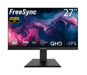 27" Rampage Miracle czarny / Monitor / Szybki IPS / QHD / 180 Hz / 1 ms / HDMI+DP / VESA