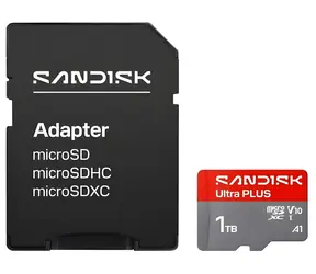 SanDisk Ultra PLUS microSDXC 1 TB / Karta pamięci / UHS-I / Klasa 10, U1, A1 / odczyt: 200 MB/s
