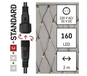Emos D1DW01 CONNECT / Sieć świetlna LED / 160 diod LED / 1,5x2 m / IP44 / ciepła biel