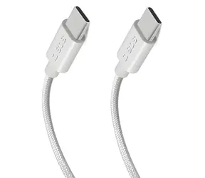 SBS USB-C - USB-C biały / Kabel / 240 W / Power Delivery / pleciony / 2 m