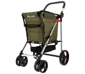 Koszyk Rolser Polar 4Big khaki / Wózek sklepowy / Składany / Z hamulcem / Pojemność 58 l / Nośność 50 kg