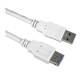 Kabel przedłużający PremiumCord USB 3.0 AA biały / Kabel przedłużający / Super-speed 5 Gb/s / M/F / 1 m