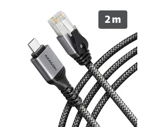 Axagon ADE-CM20 / Karta sieciowa / USB-C / Gigabit Ethernet / zintegrowany kabel CAT6 2m / ASIX AX88179